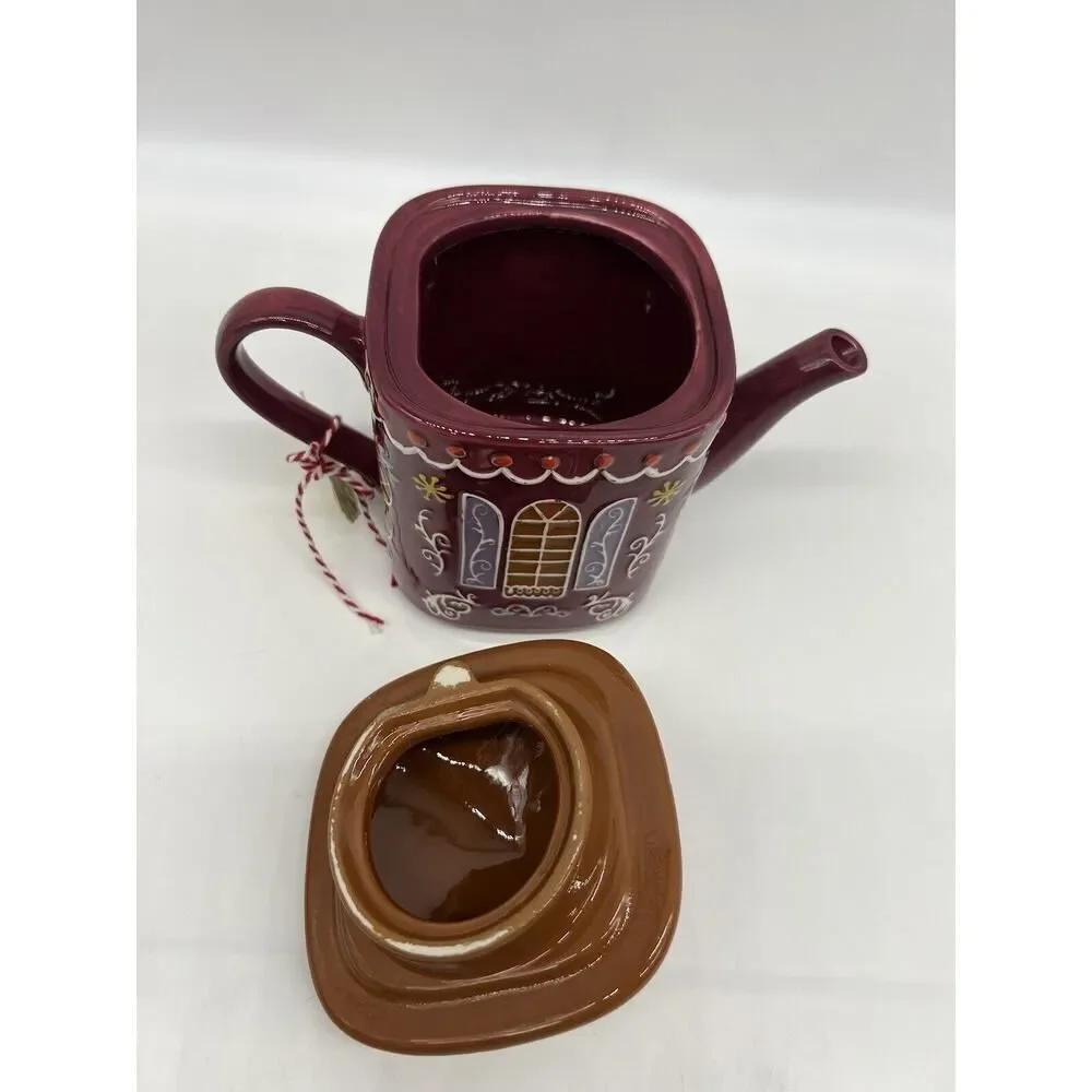 Anthropologie Ginger Ceramic Stoneware Teapot , Creamer and Sugar Bowl Set
